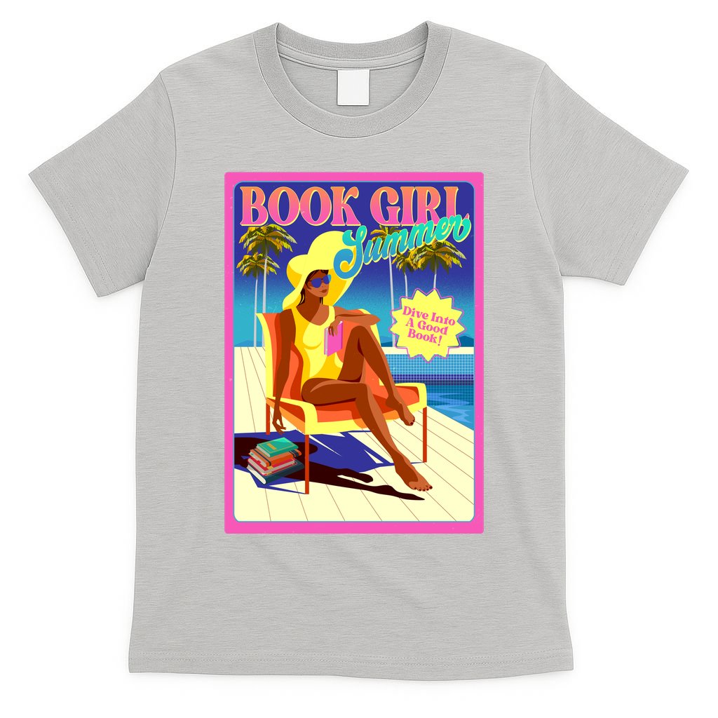 Vintage Retro Book Girl Summer Poster T-Shirt