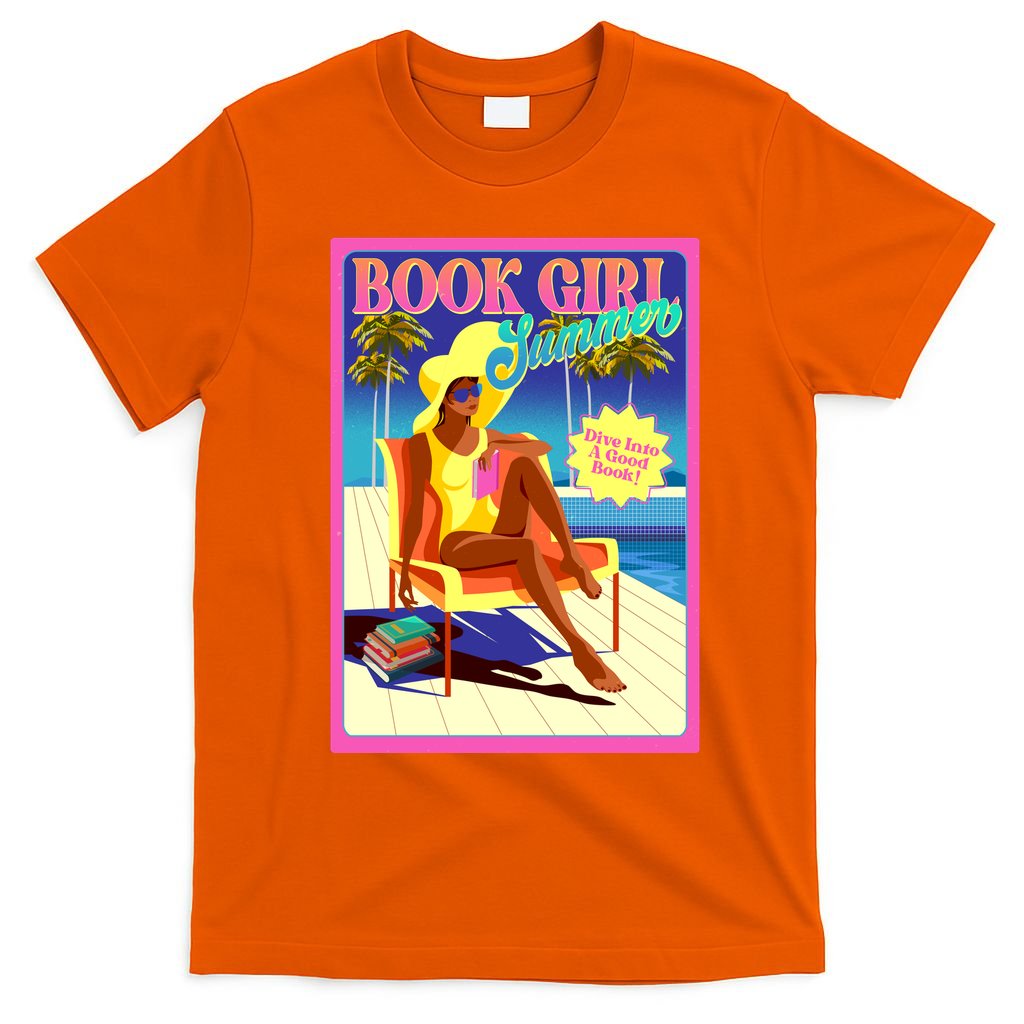 Vintage Retro Book Girl Summer Poster T-Shirt