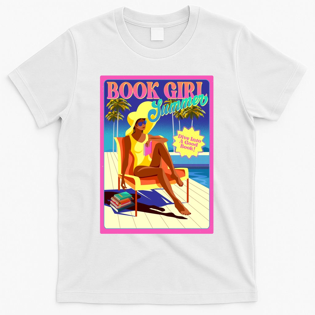 Vintage Retro Book Girl Summer Poster T-Shirt
