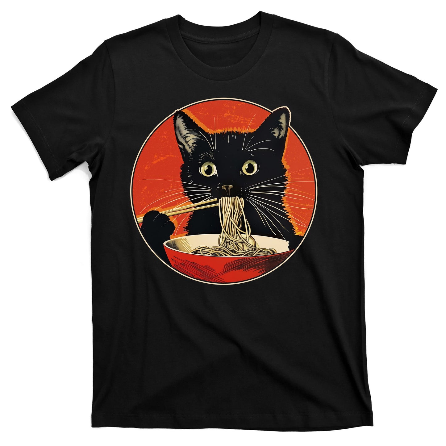 Vintage Retro Japanese Ramen Cat Neko T-Shirt
