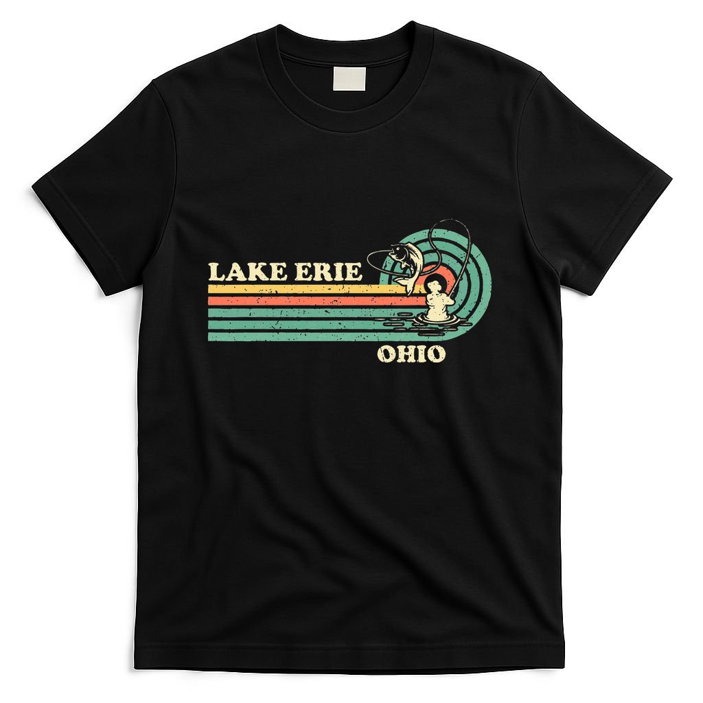 Vintage Retro Summer Fishing Ohio Erie Lake T-Shirt
