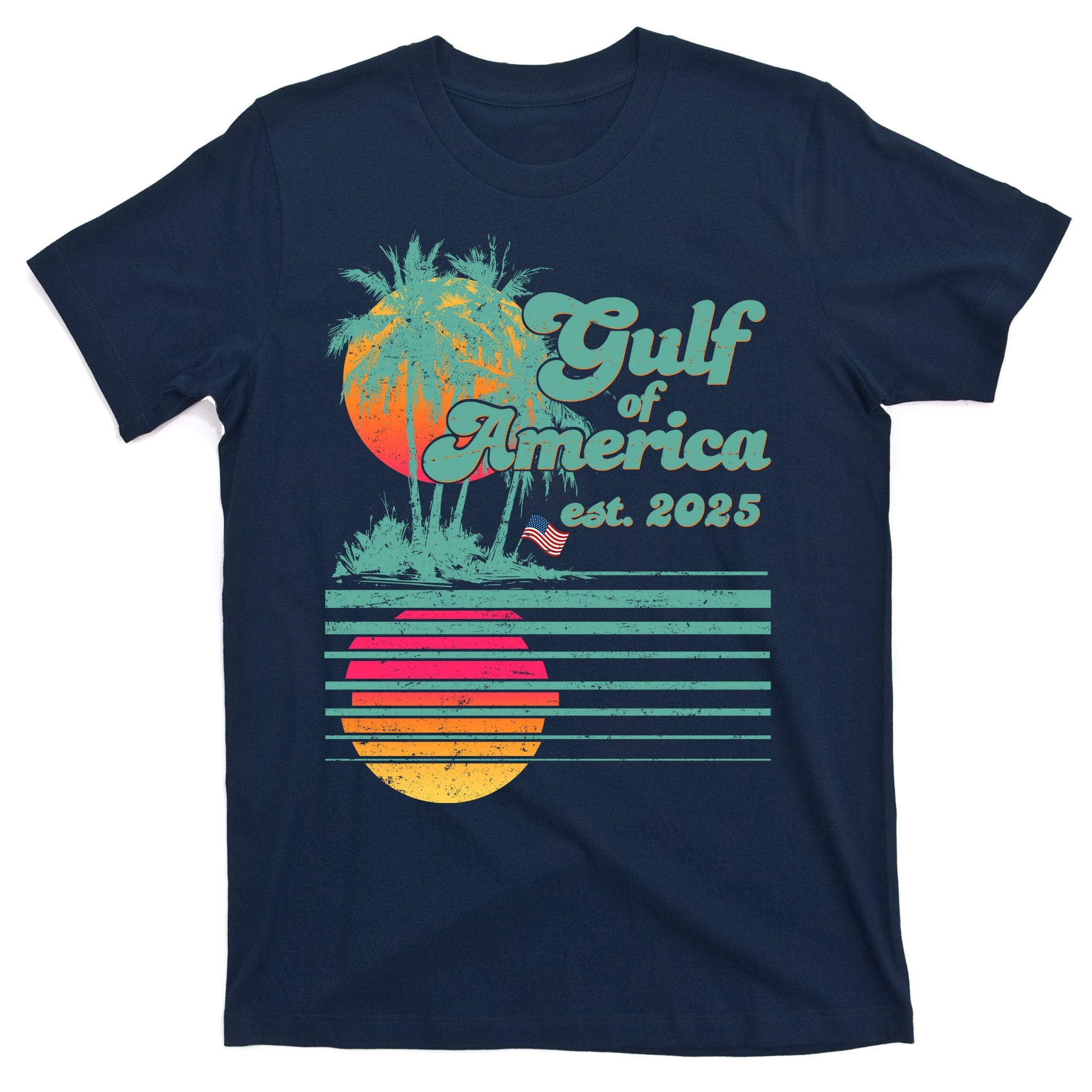 Vintage Tropical Gulf Of America Est 2025 T-Shirt