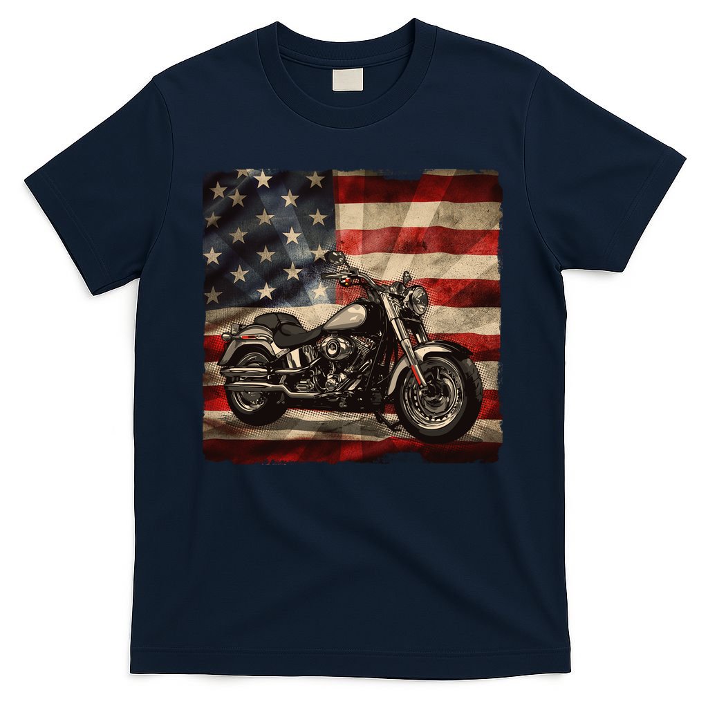 Vintage USA American Flag Motorcycle Biker T-Shirt