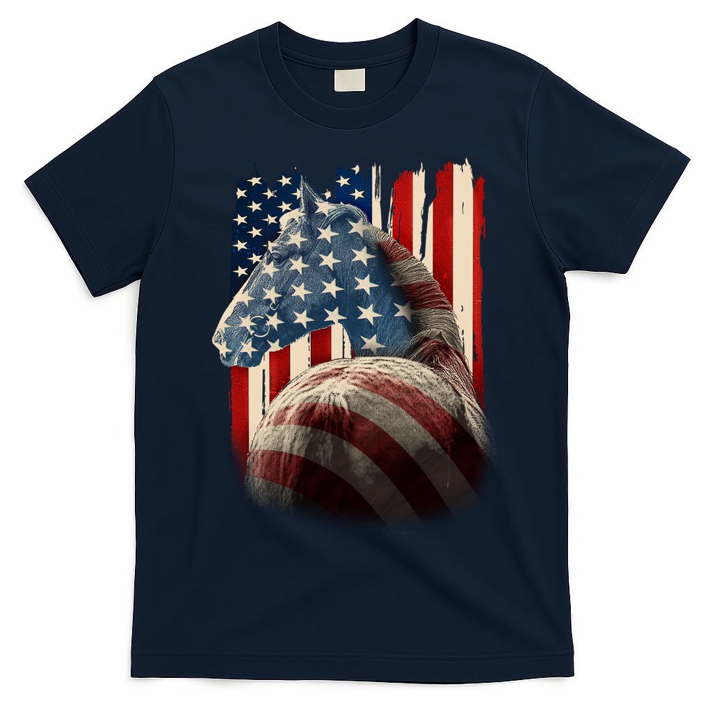 Vintage USA American Flag Horse T-Shirt