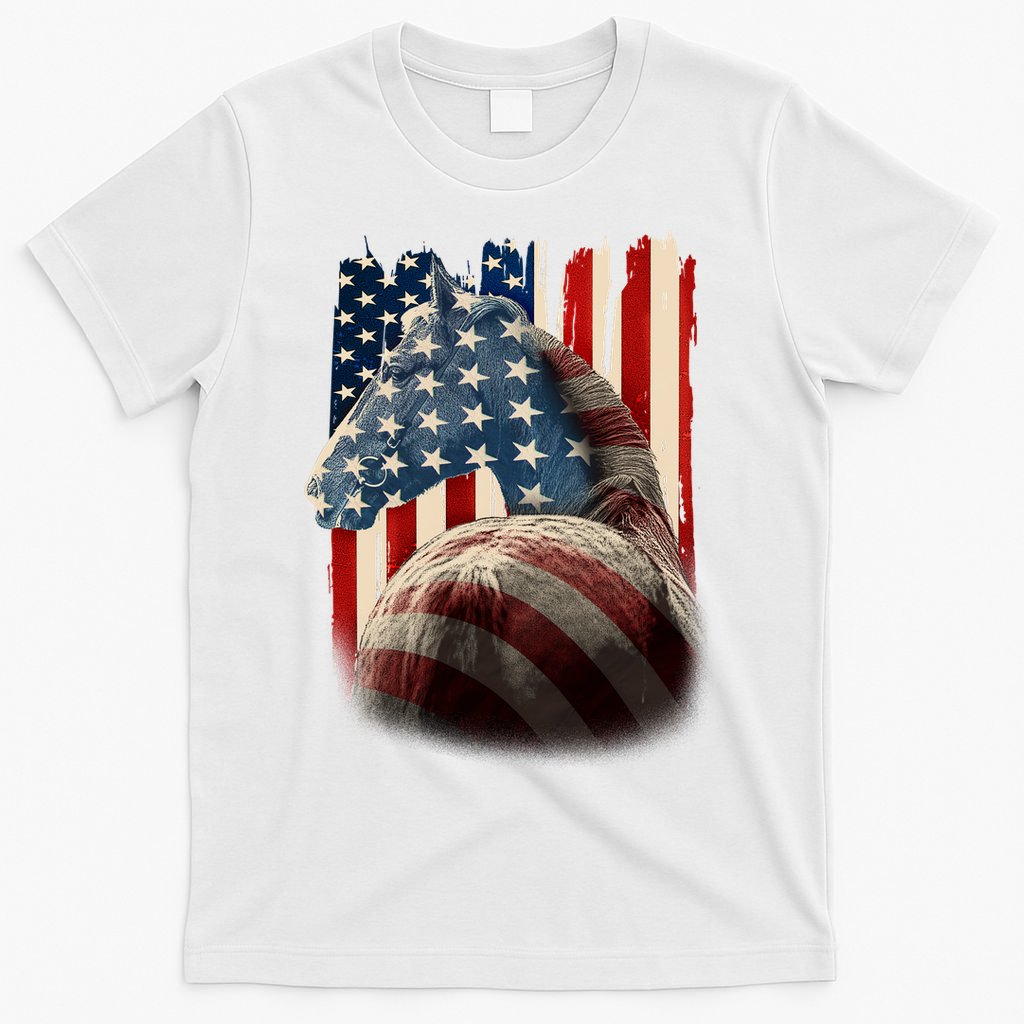 Vintage USA American Flag Horse T-Shirt