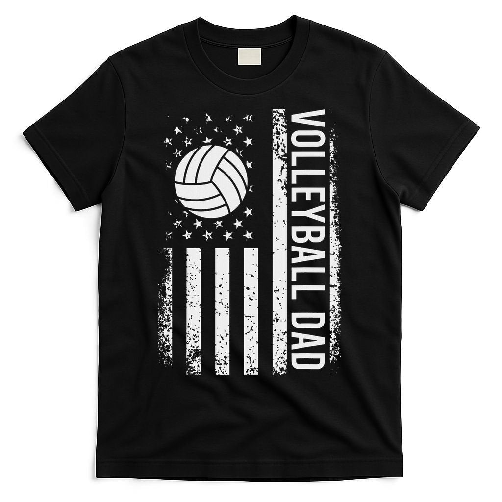 Vintage Volleyball Dad Usa Flag Retro Fathers Day Daddy Papa T-Shirt