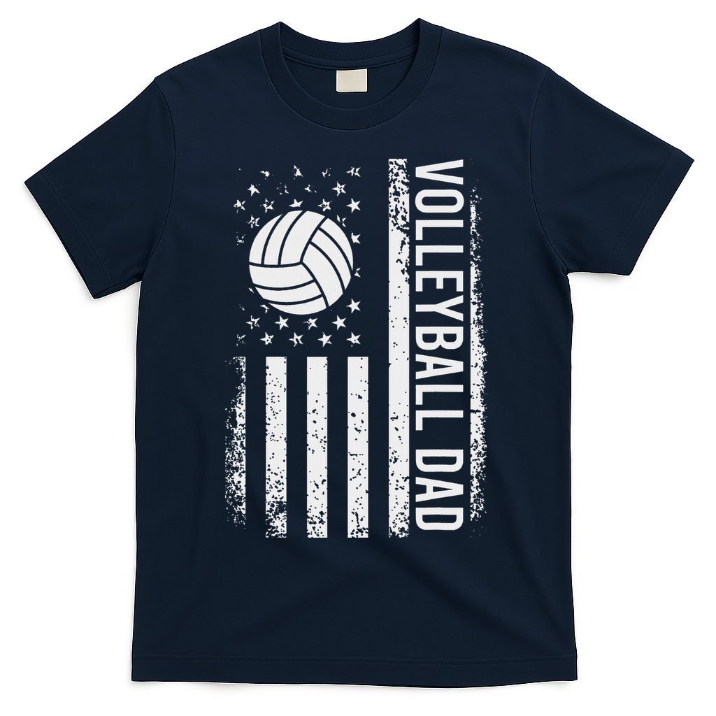 Vintage Volleyball Dad Usa Flag Retro Fathers Day Daddy Papa T-Shirt