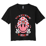 Valentine Vibes Valentines Day Retro Women's Crop Top Tee