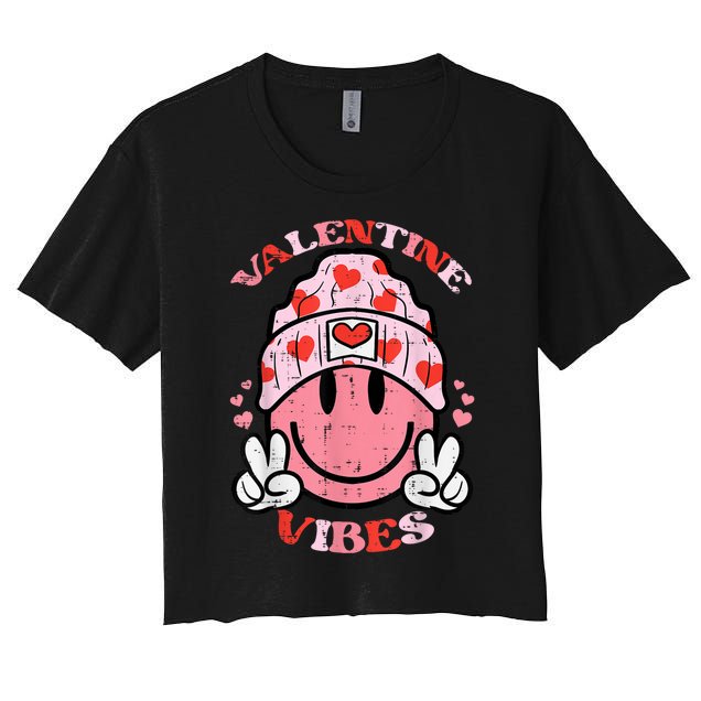 Valentine Vibes Valentines Day Retro Women's Crop Top Tee