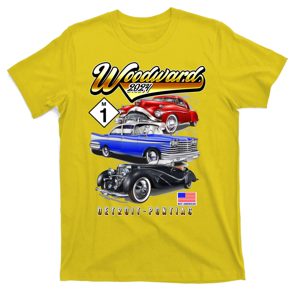 Woodward 2024 Classic Cruise Detroit To Pontiac Trio Of Cars T-Shirt