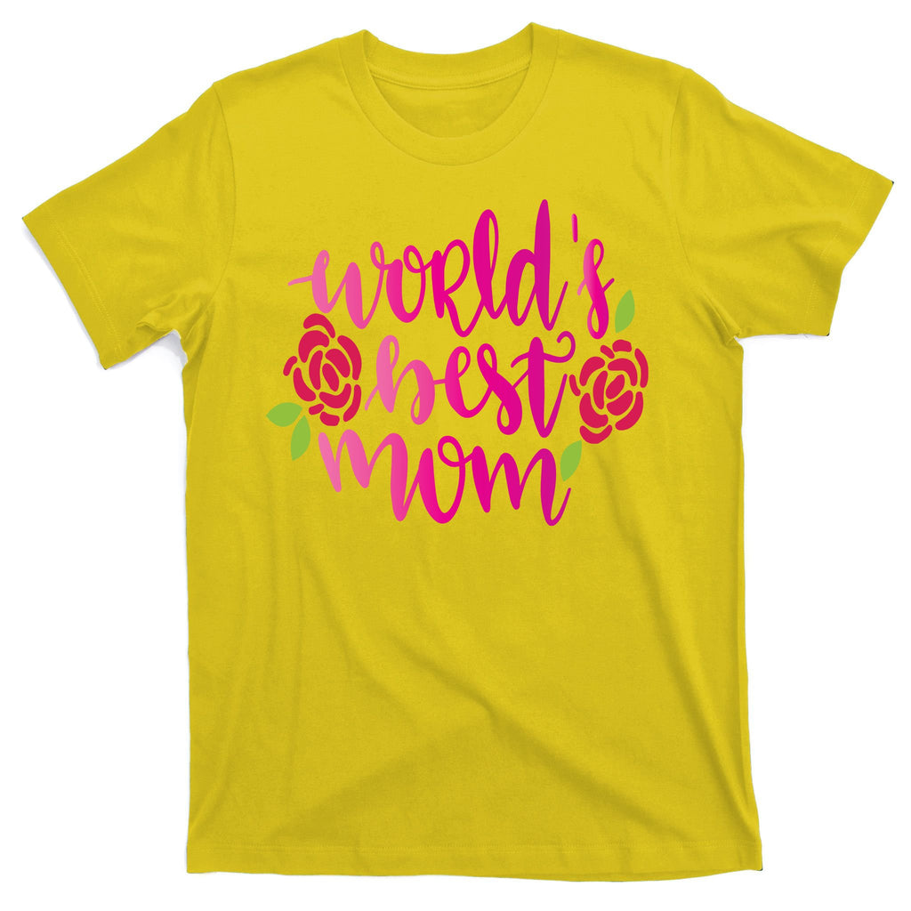 Worlds Best Mom Flower T-Shirt