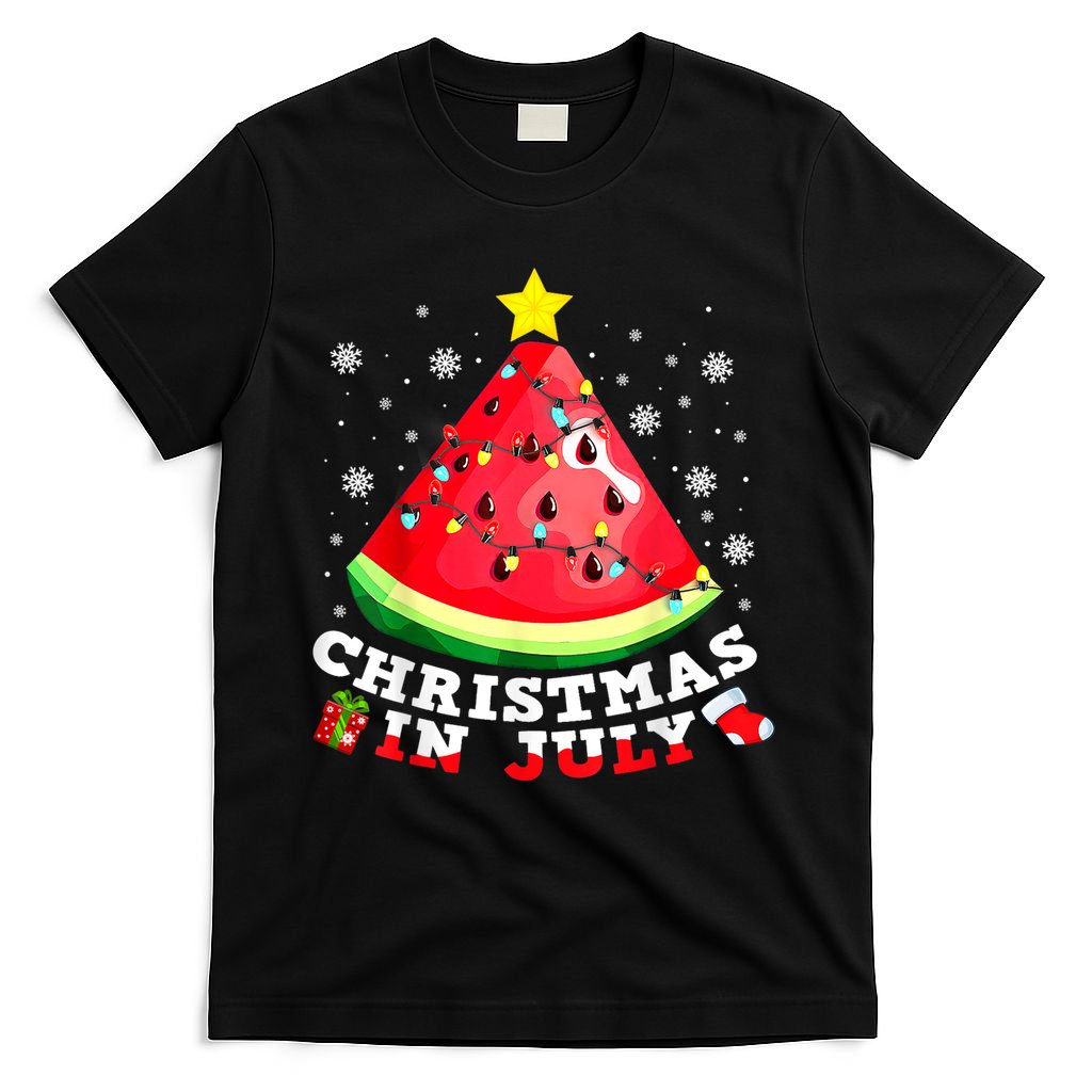 Watermelon Christmas Tree Christmas In July Summer Vacation T-Shirt