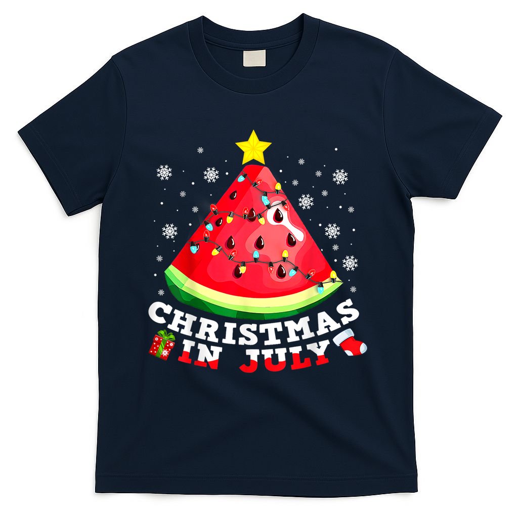 Watermelon Christmas Tree Christmas In July Summer Vacation T-Shirt