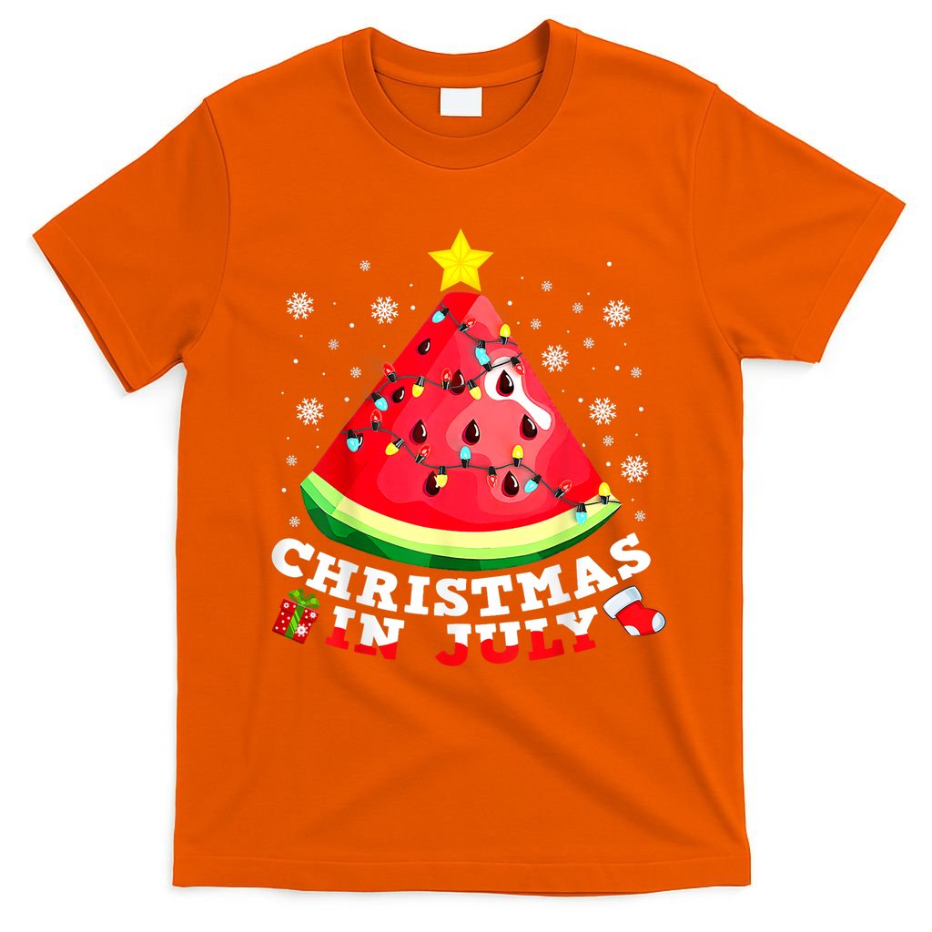 Watermelon Christmas Tree Christmas In July Summer Vacation T-Shirt