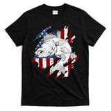 Walleye Fishing American Flag Usa Patriotic Fisherman Cool Gift T-Shirt