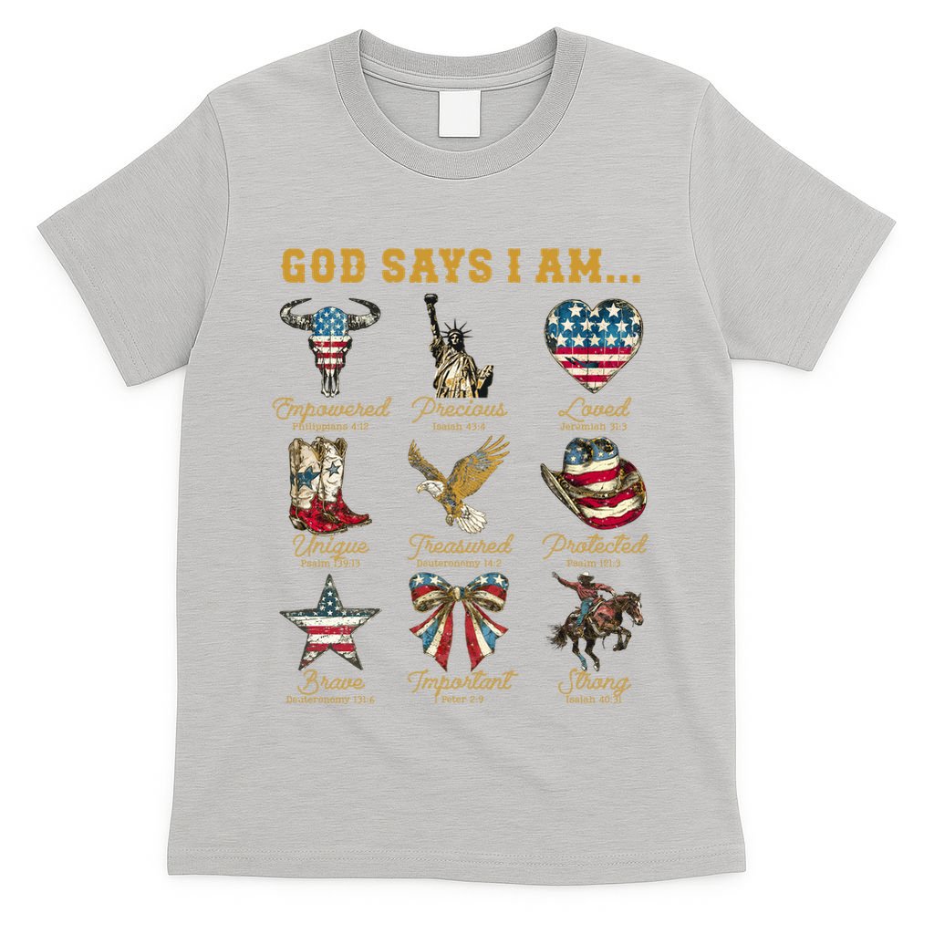 Western God Says I Am 4th Of July Distressed T-Shirt