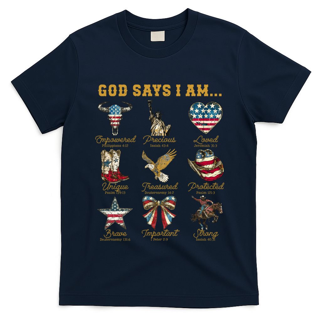 Western God Says I Am 4th Of July Distressed T-Shirt
