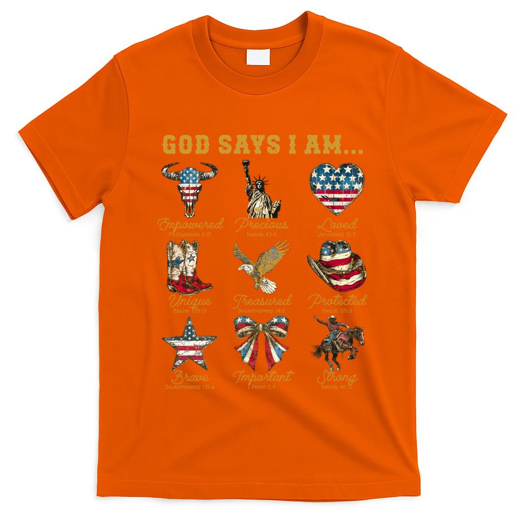 Western God Says I Am 4th Of July Distressed T-Shirt