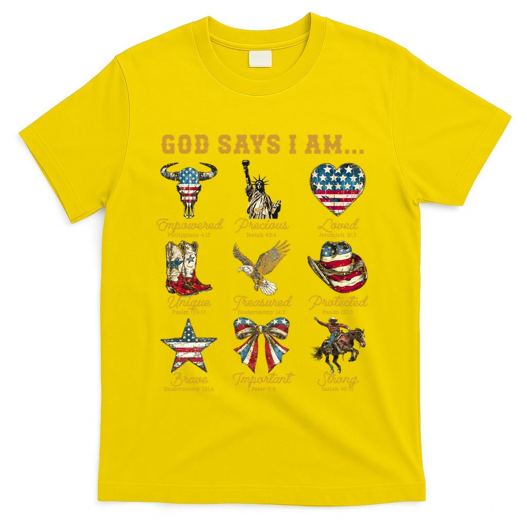 Western God Says I Am 4th Of July Distressed T-Shirt