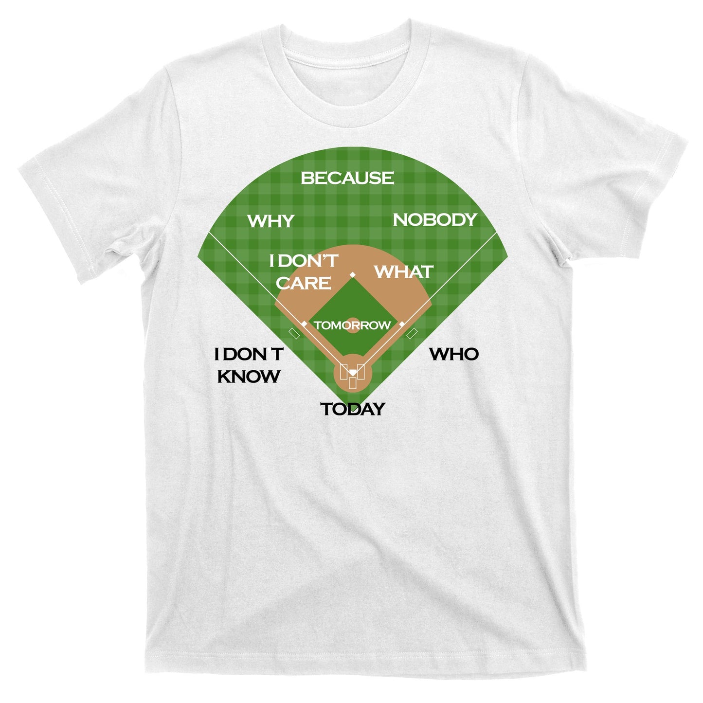 Who's on First Baseball Diamond Fielding Card T-Shirt