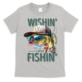 Wishin' I Was Fishin'  – Funny Fishing , Angler Humor Gift For Outdoors Lovers T-Shirt