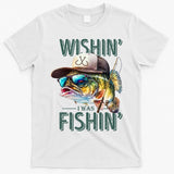 Wishin' I Was Fishin'  – Funny Fishing , Angler Humor Gift For Outdoors Lovers T-Shirt