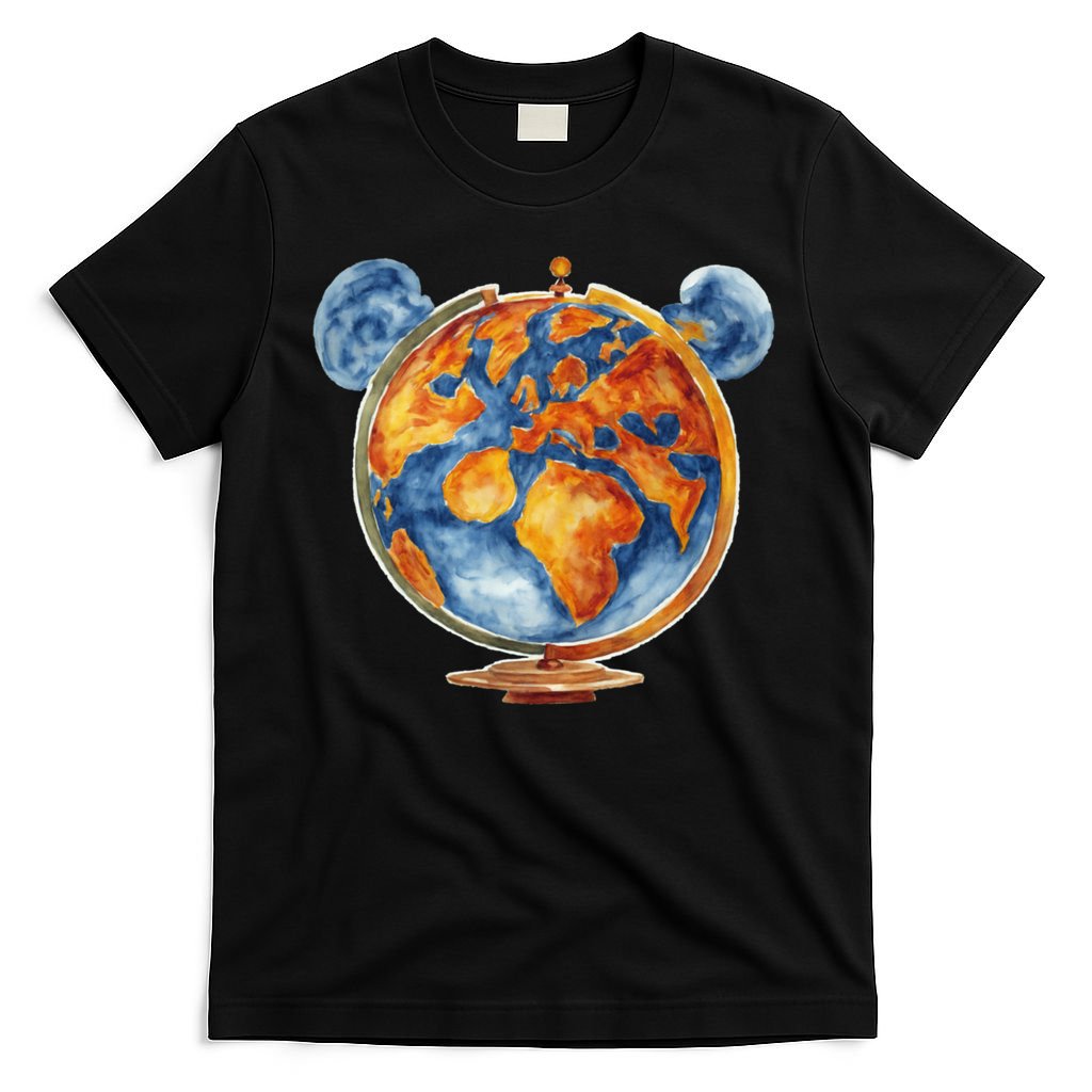 Watercolor Mouse Earth World Globe T-Shirt