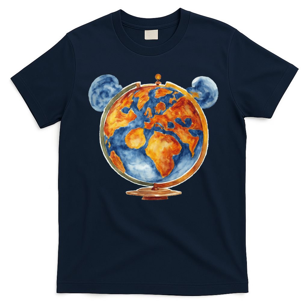 Watercolor Mouse Earth World Globe T-Shirt