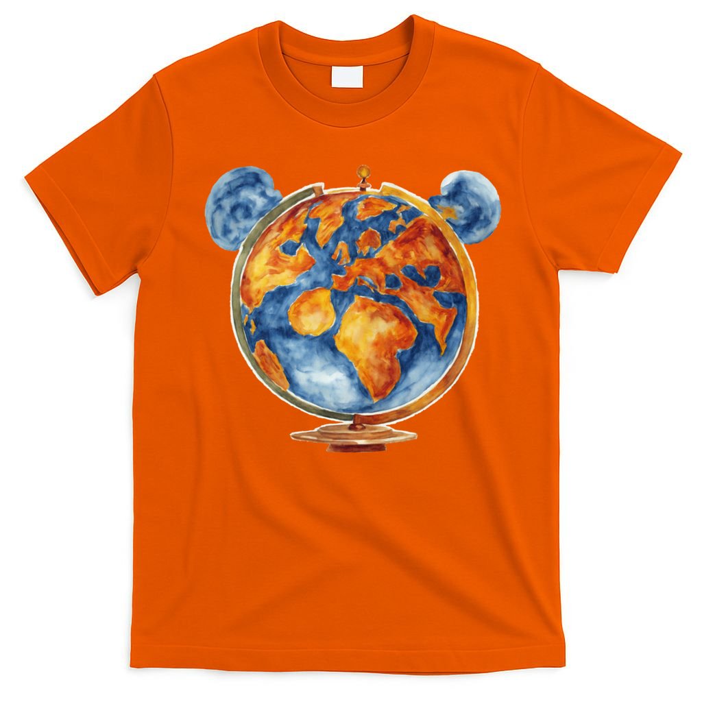 Watercolor Mouse Earth World Globe T-Shirt
