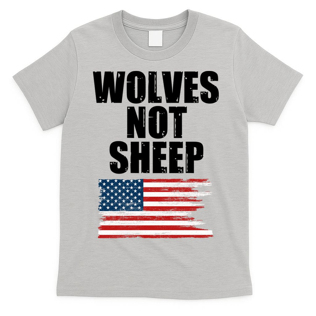 Wolves Not Sheep Distressed American USA Flag T-Shirt