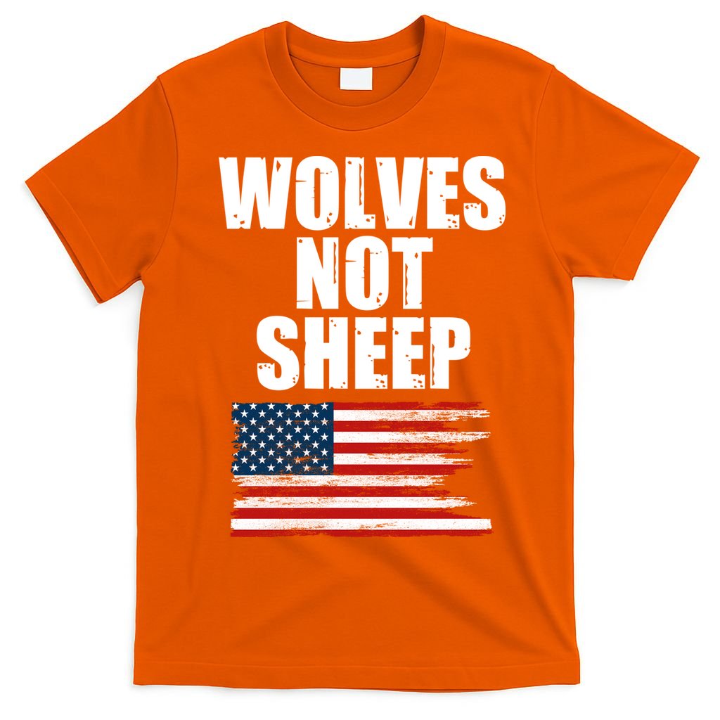 Wolves Not Sheep Distressed American USA Flag T-Shirt