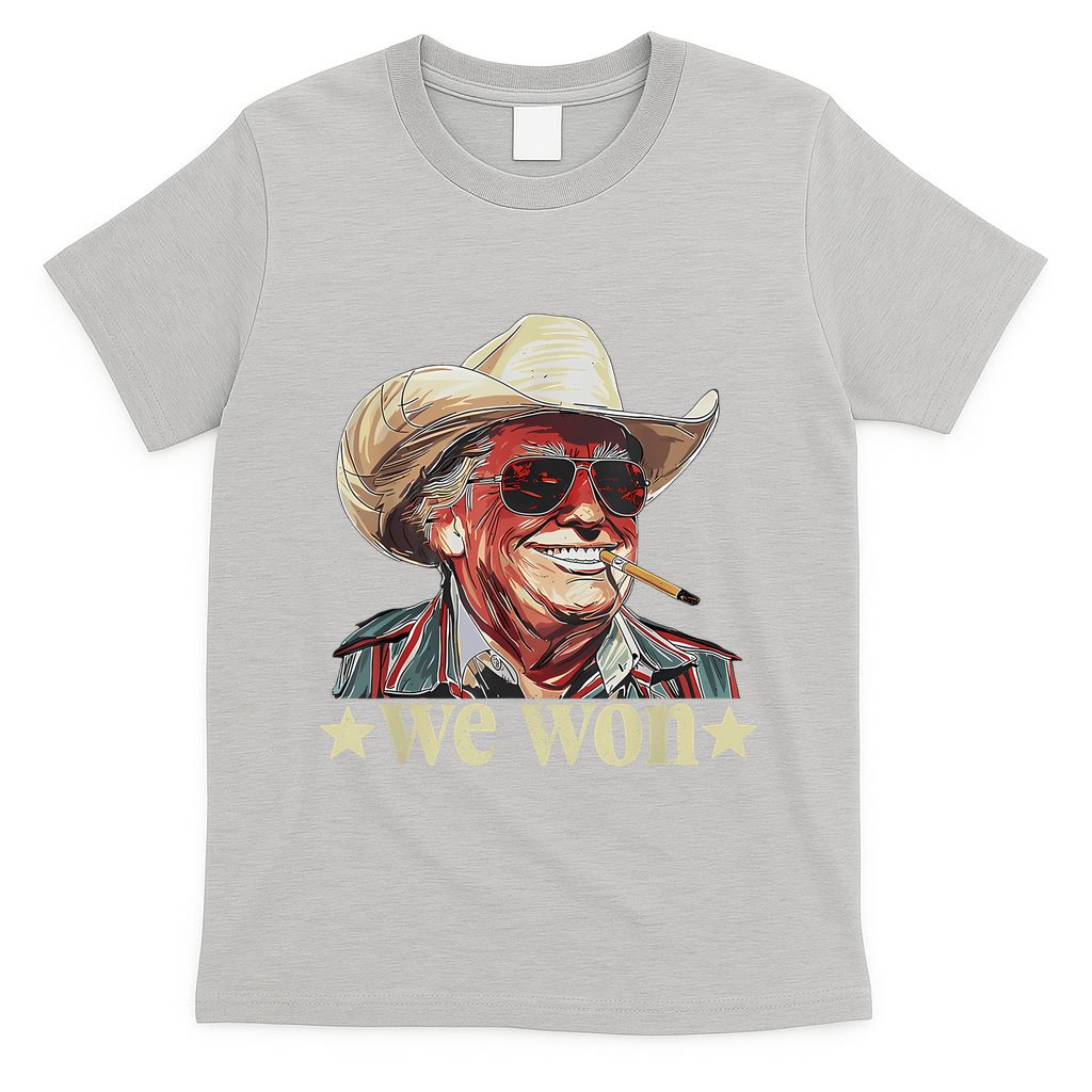 Western Trump Cowboy We Won American Flag Cowboy Hat T-Shirt