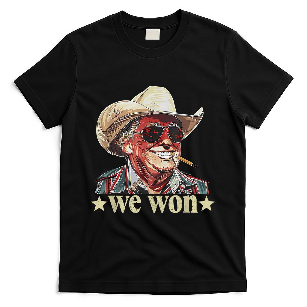 Western Trump Cowboy We Won American Flag Cowboy Hat T-Shirt