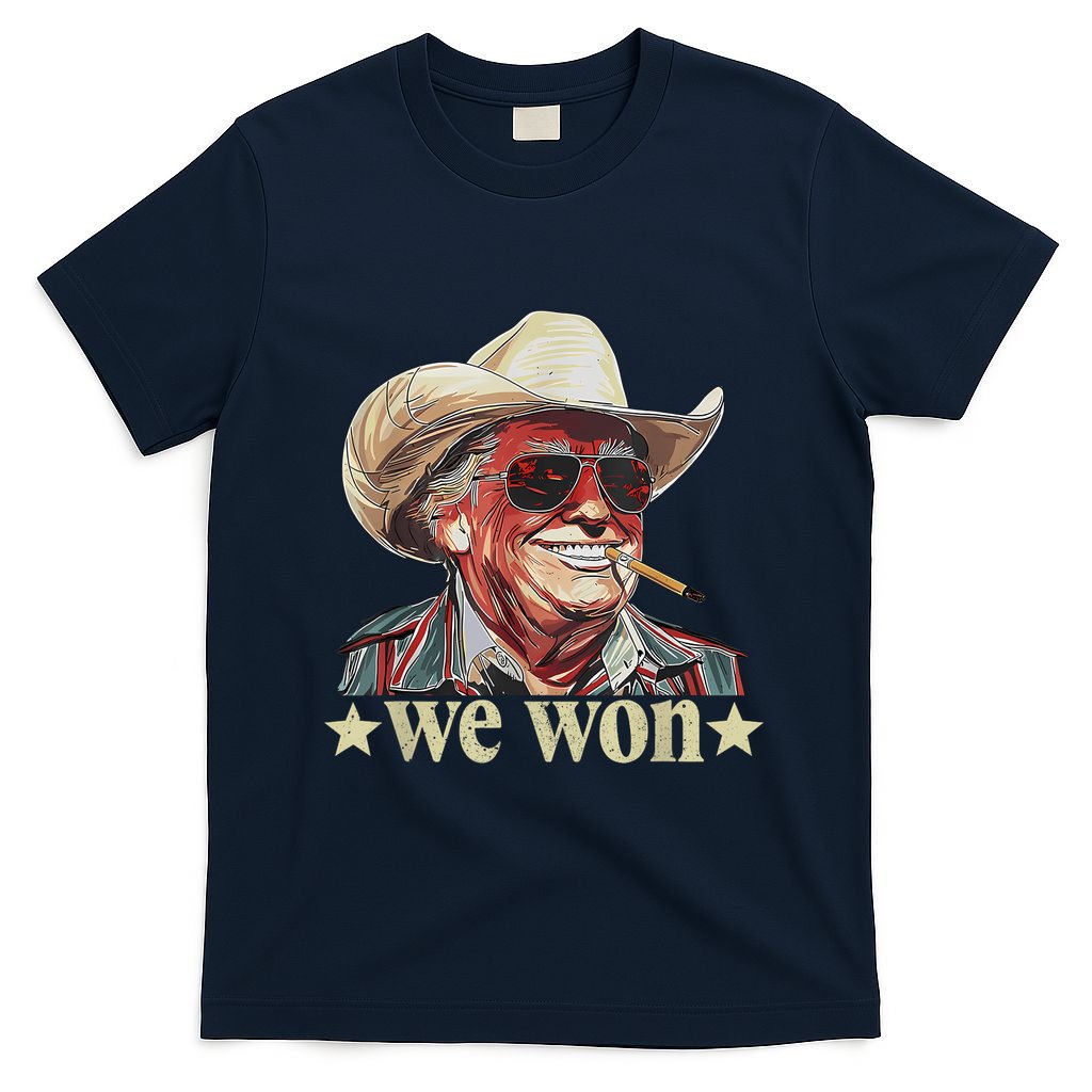 Western Trump Cowboy We Won American Flag Cowboy Hat T-Shirt