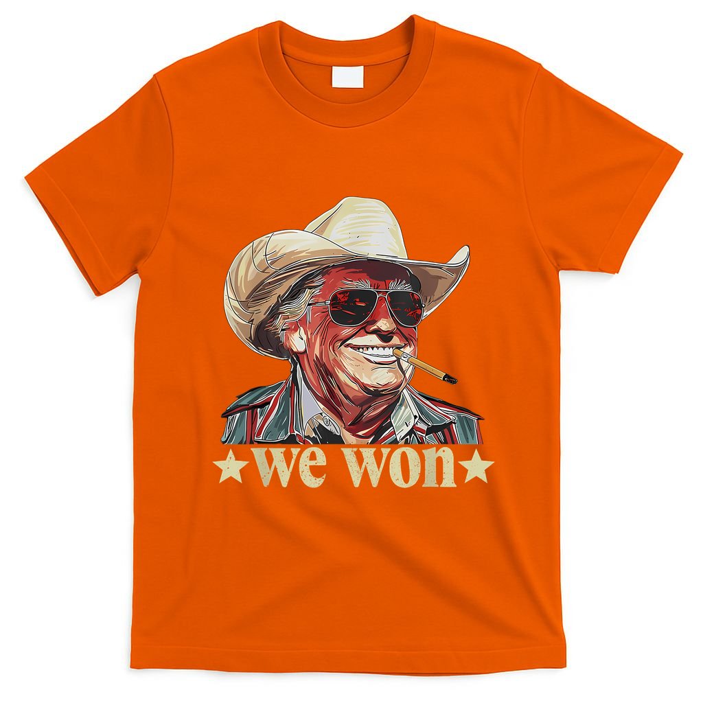 Western Trump Cowboy We Won American Flag Cowboy Hat T-Shirt