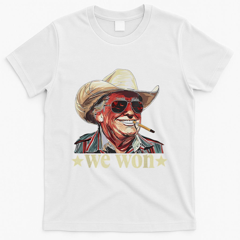 Western Trump Cowboy We Won American Flag Cowboy Hat T-Shirt