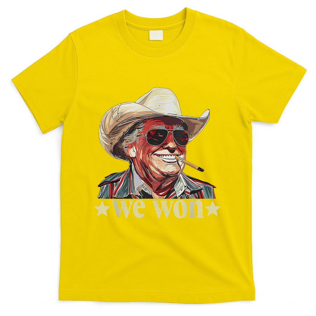 Western Trump Cowboy We Won American Flag Cowboy Hat T-Shirt