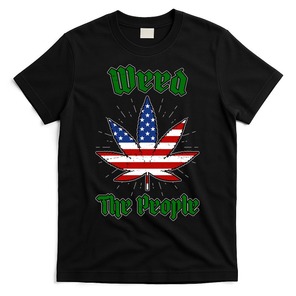 Weed The People Marijuana Usa Flag Funny T-Shirt
