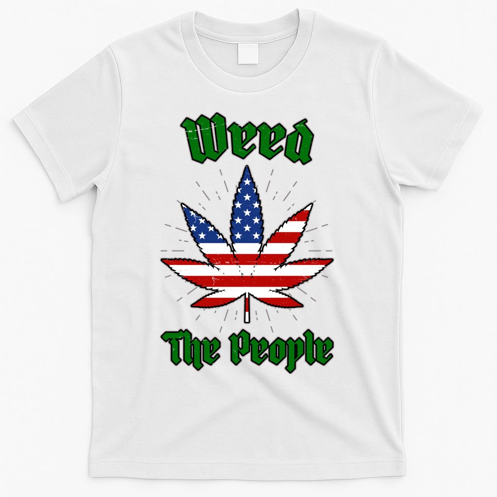 Weed The People Marijuana Usa Flag Funny T-Shirt