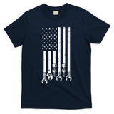 Wrench Usa American Flag Car Mechanic Garage Patriotic T-Shirt