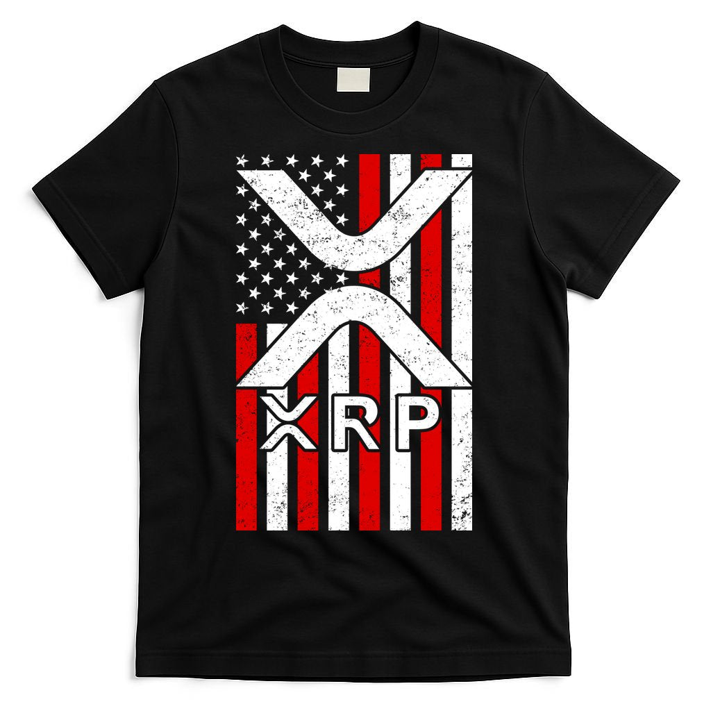 XRP Cryptocurrency USA American Flag T-Shirt
