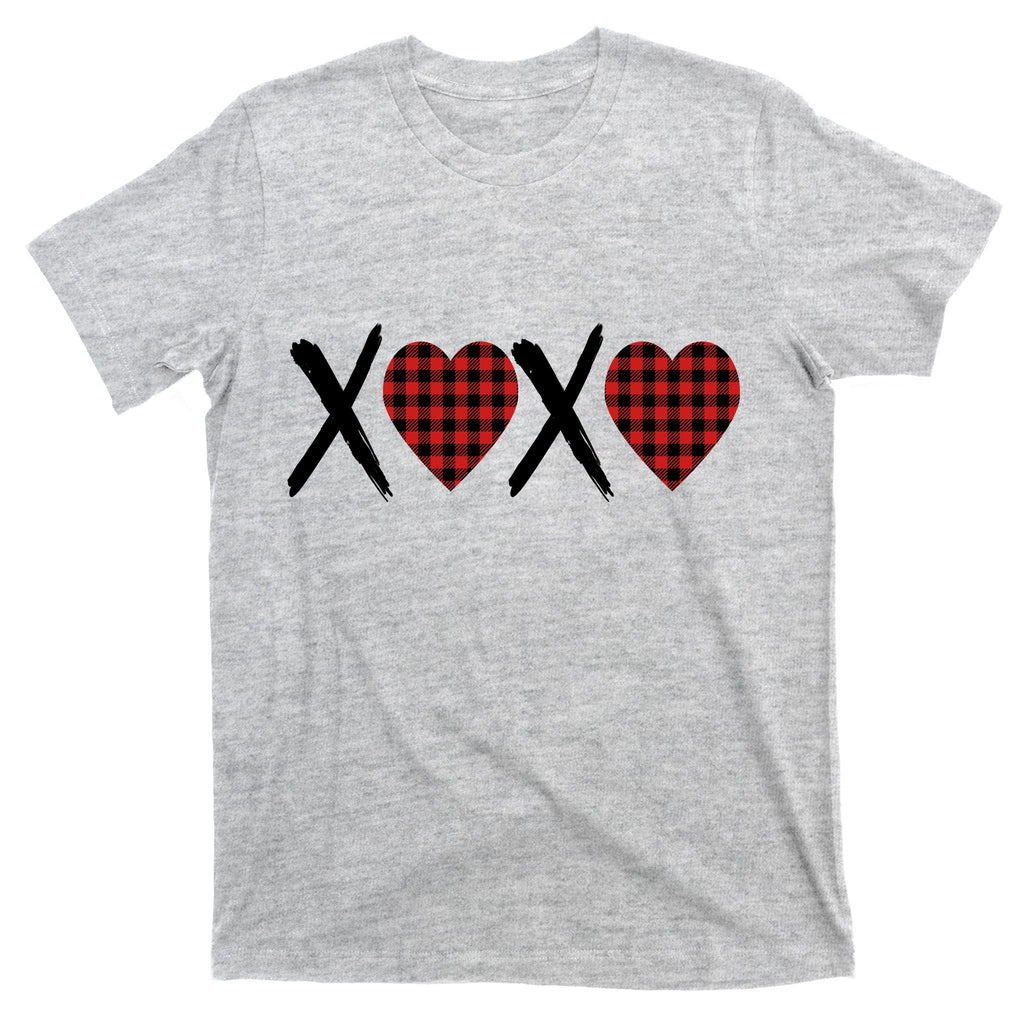 XOXO Plaid Pattern Love Heart T-Shirt