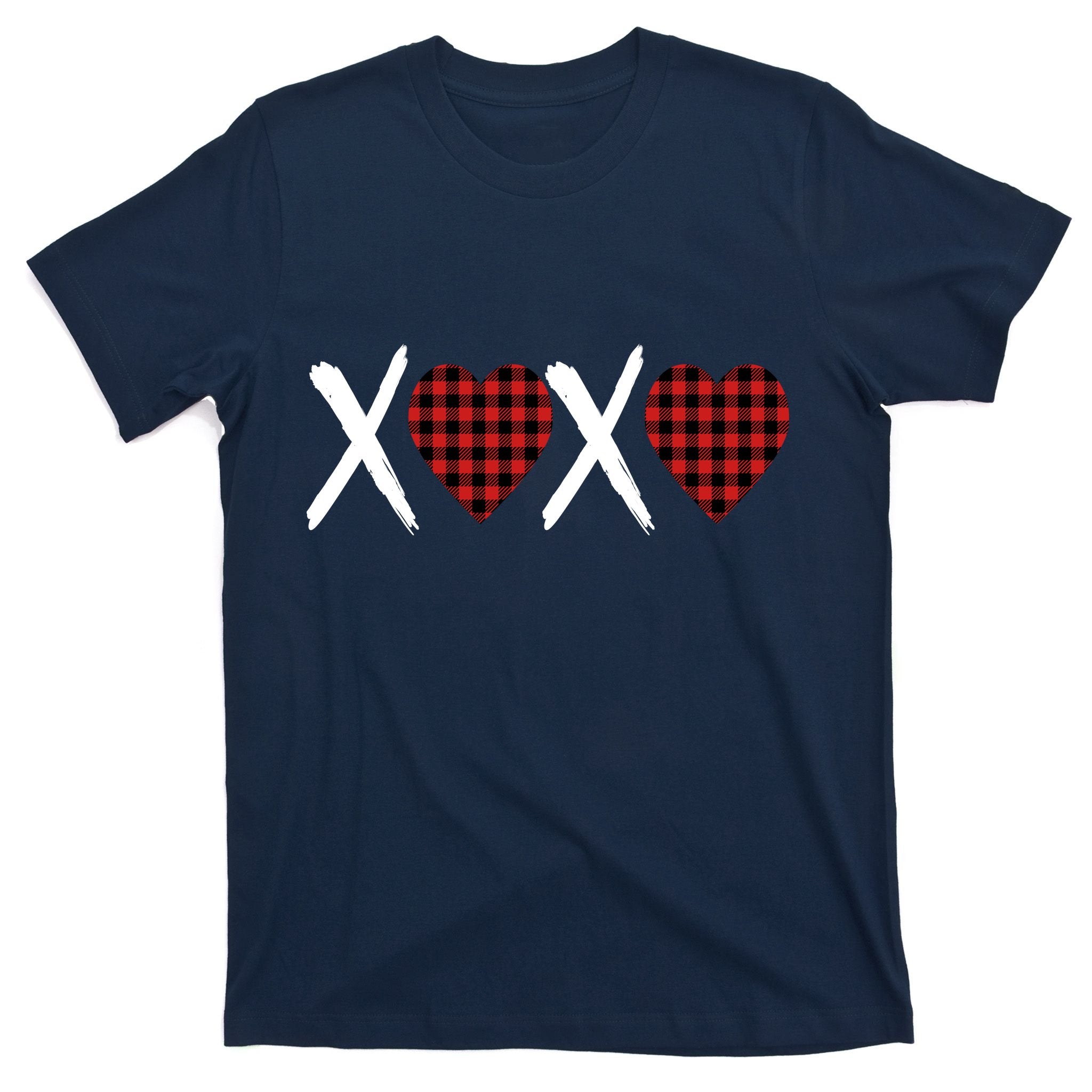 XOXO Plaid Pattern Love Heart T-Shirt