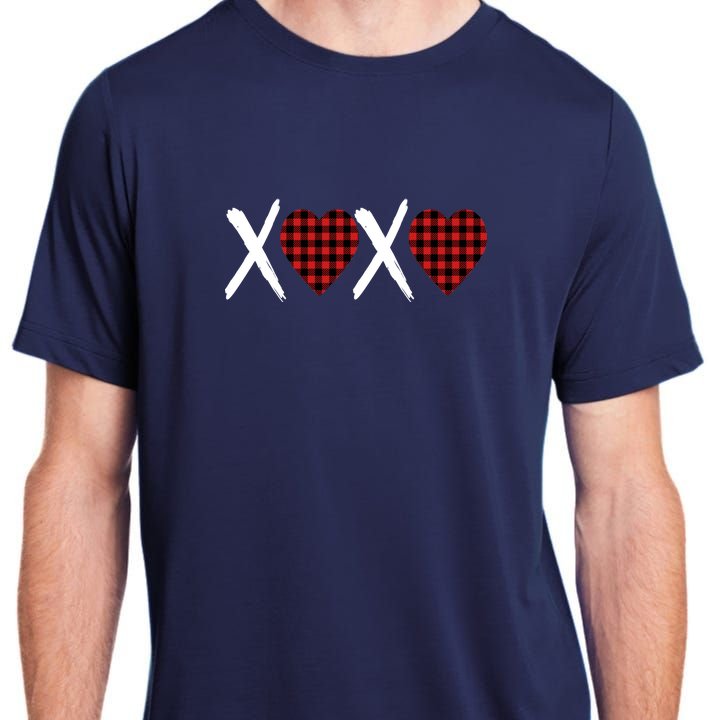 XOXO Plaid Pattern Love Heart Adult ChromaSoft Performance T-Shirt