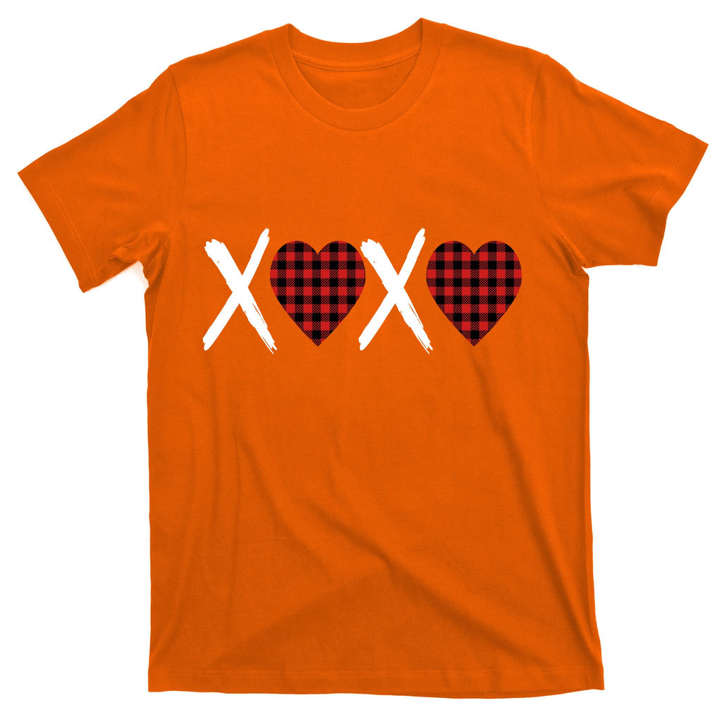 XOXO Plaid Pattern Love Heart T-Shirt