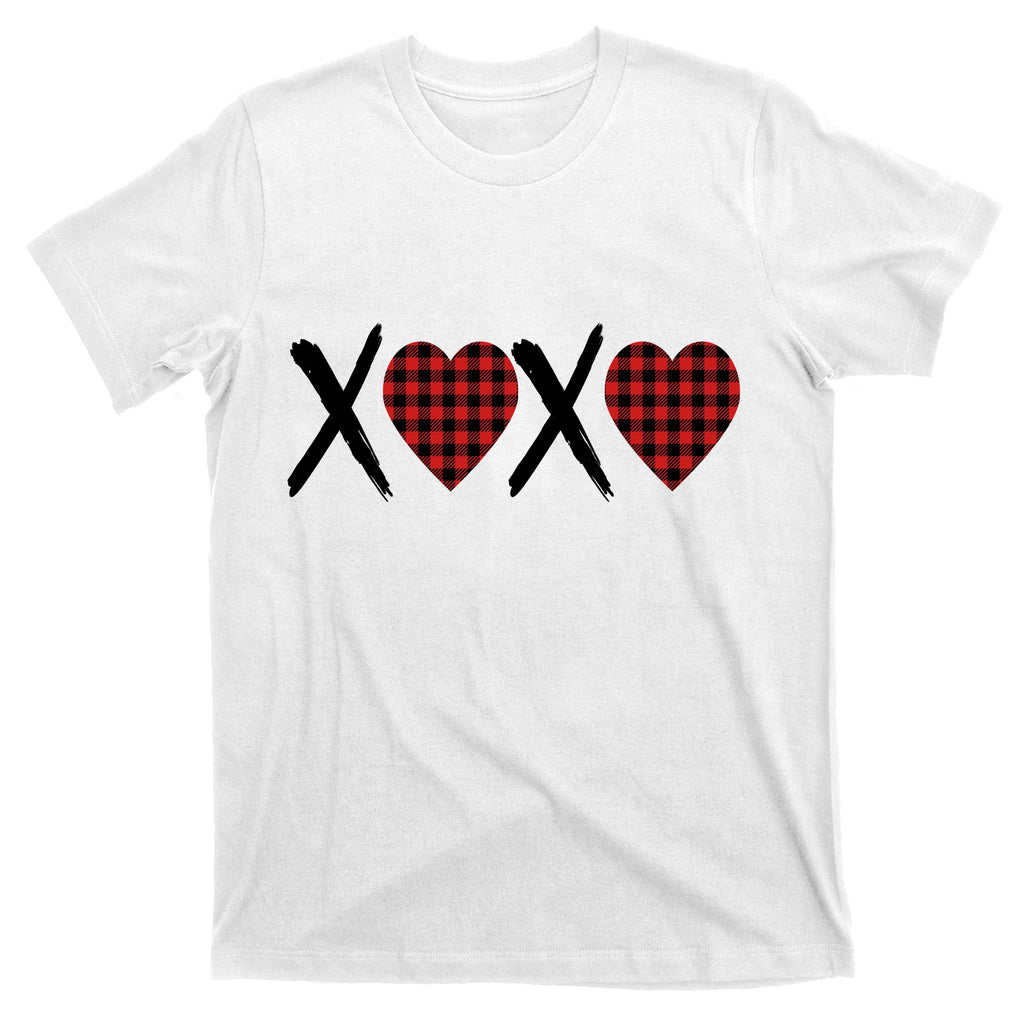 XOXO Plaid Pattern Love Heart T-Shirt