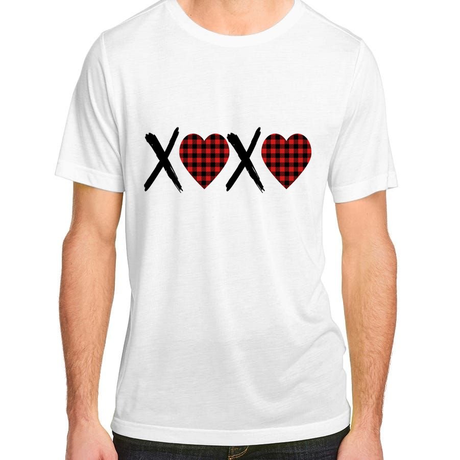 XOXO Plaid Pattern Love Heart Adult ChromaSoft Performance T-Shirt