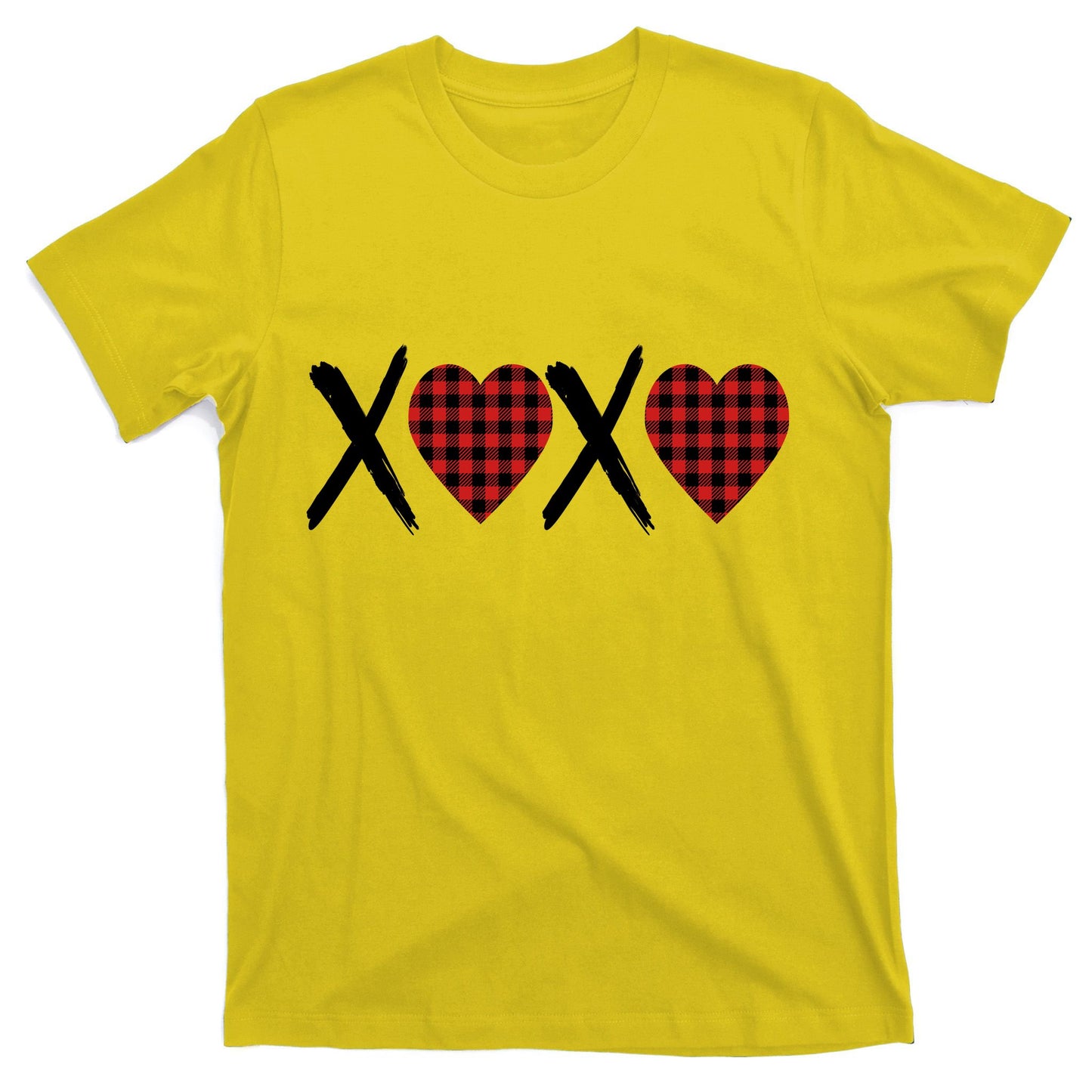XOXO Plaid Pattern Love Heart T-Shirt