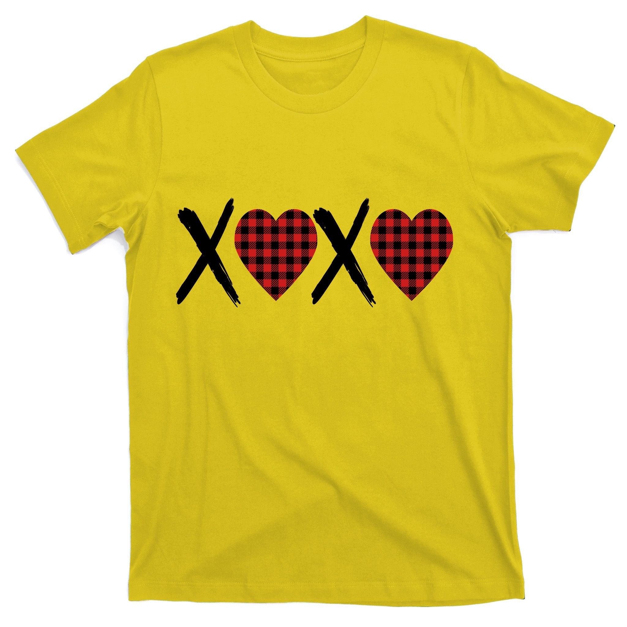 XOXO Plaid Pattern Love Heart T-Shirt
