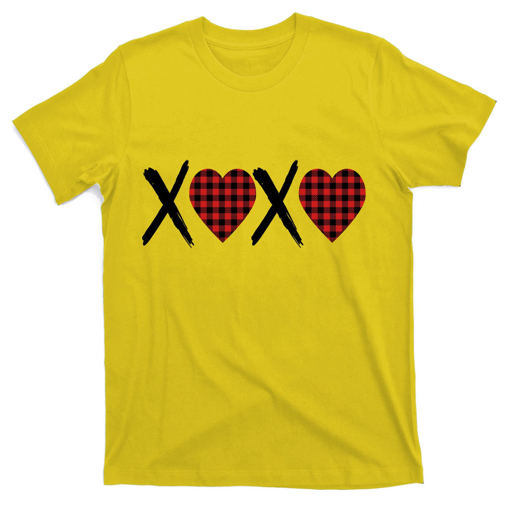 XOXO Plaid Pattern Love Heart T-Shirt